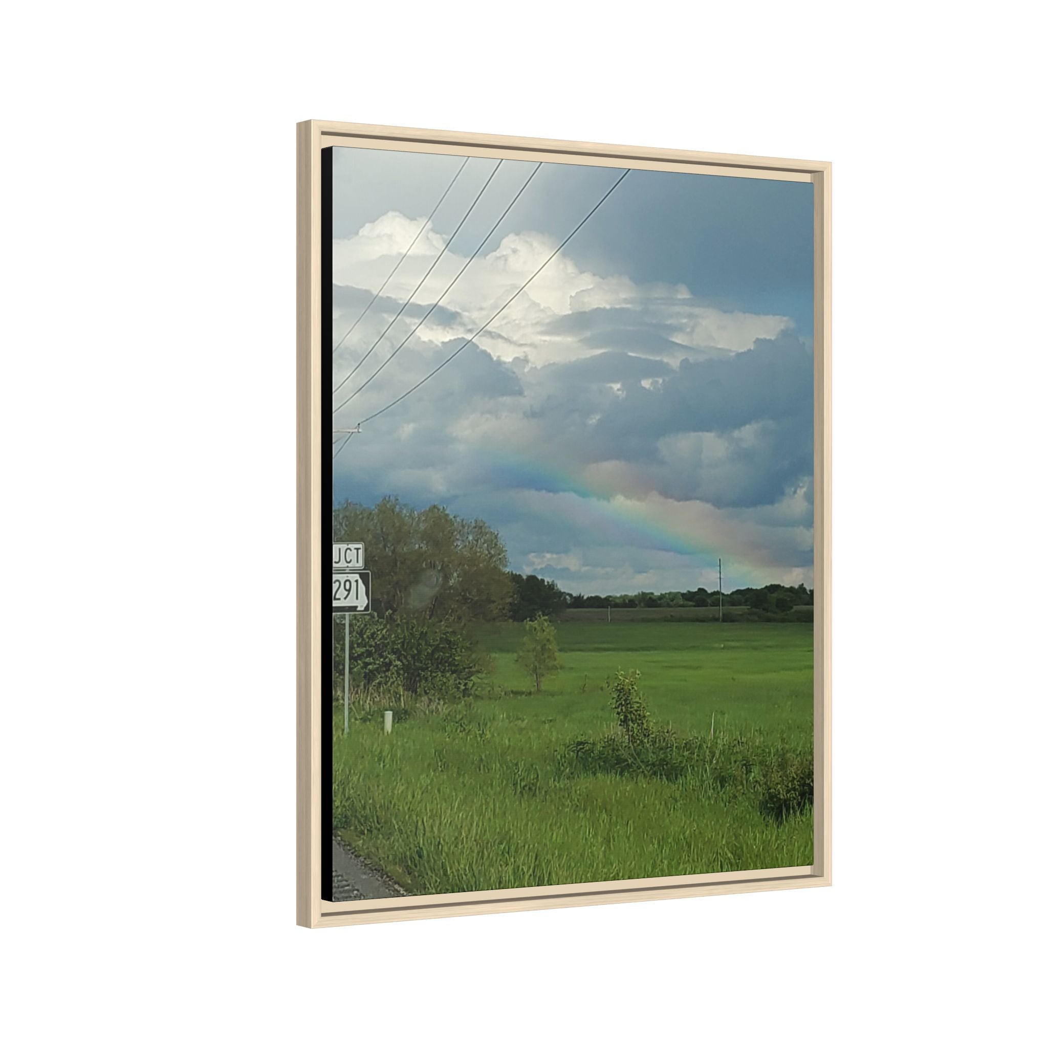 Rainbow Over Countryside Matte Canvas Framed