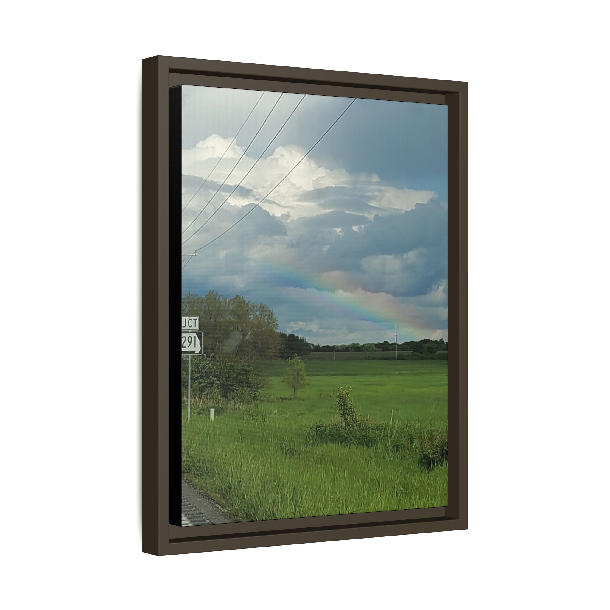 Rainbow Over Countryside Matte Canvas Framed