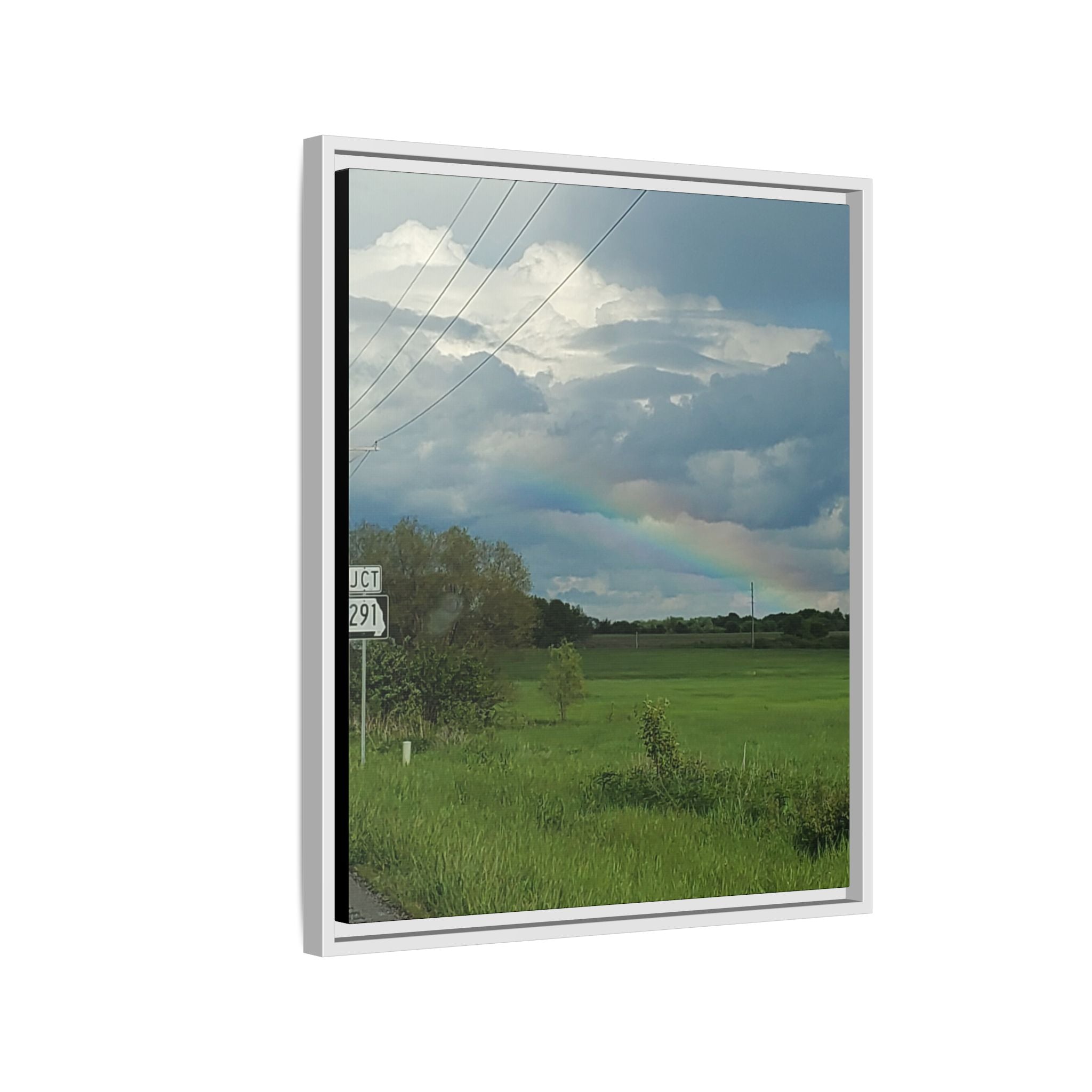 Rainbow Over Countryside Matte Canvas Framed
