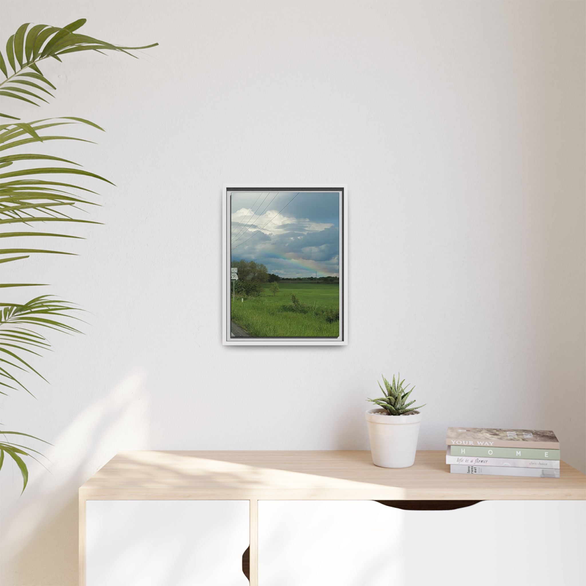 Rainbow Over Countryside Matte Canvas Framed