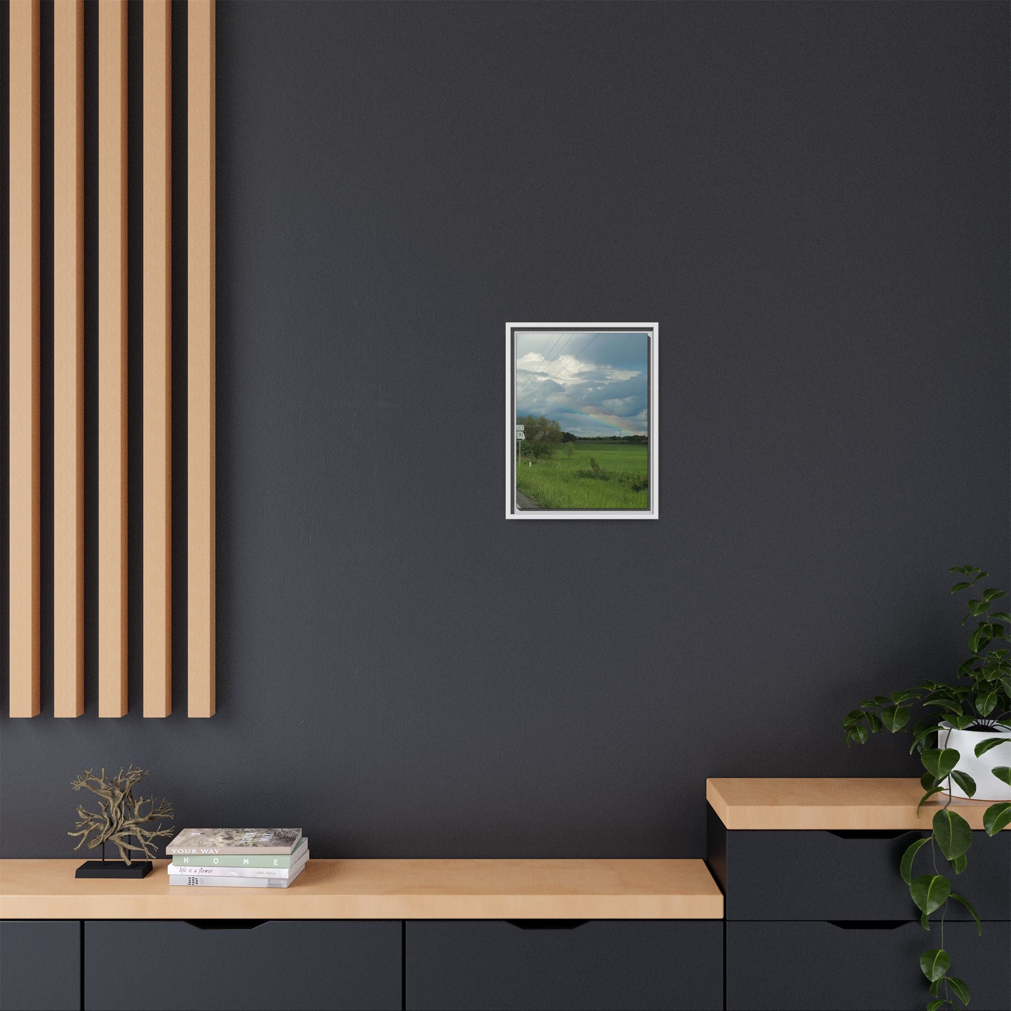 Rainbow Over Countryside Matte Canvas Framed