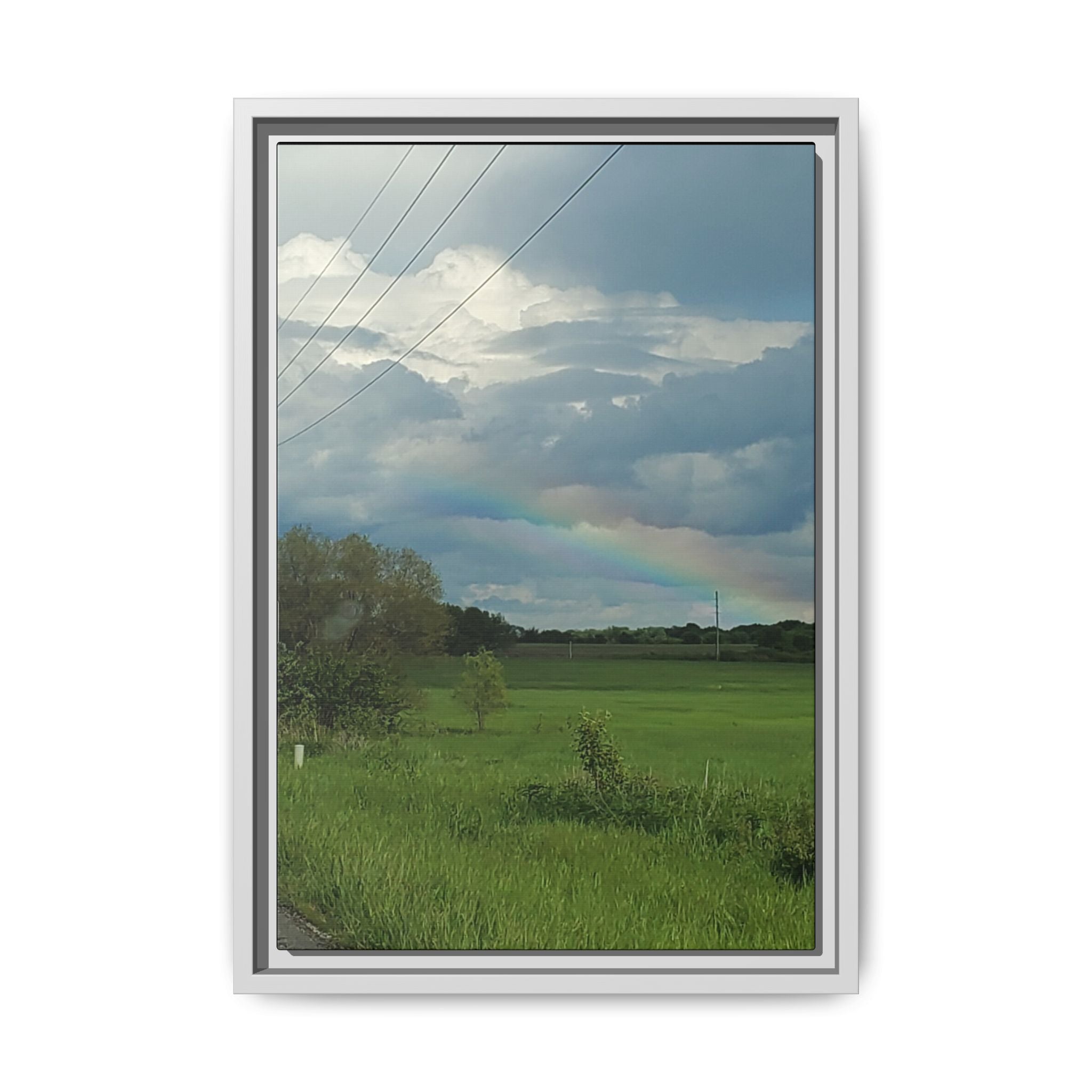 Rainbow Over Countryside Matte Canvas Framed