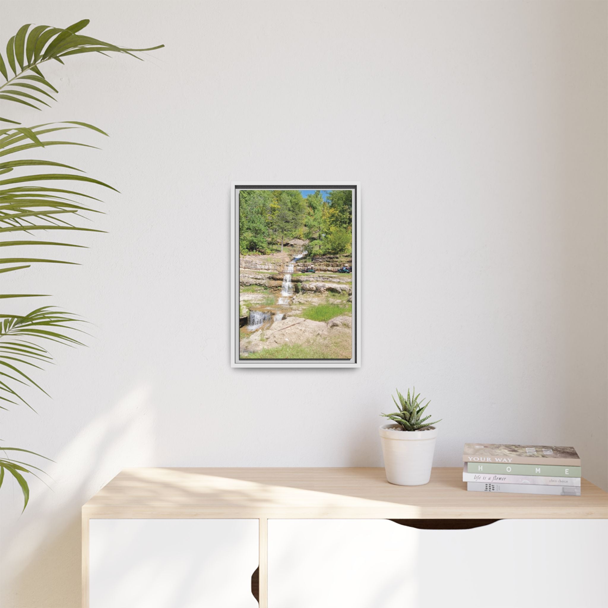 Waterfall Landscape Ozark Missouri Matte Canvas Framed Print