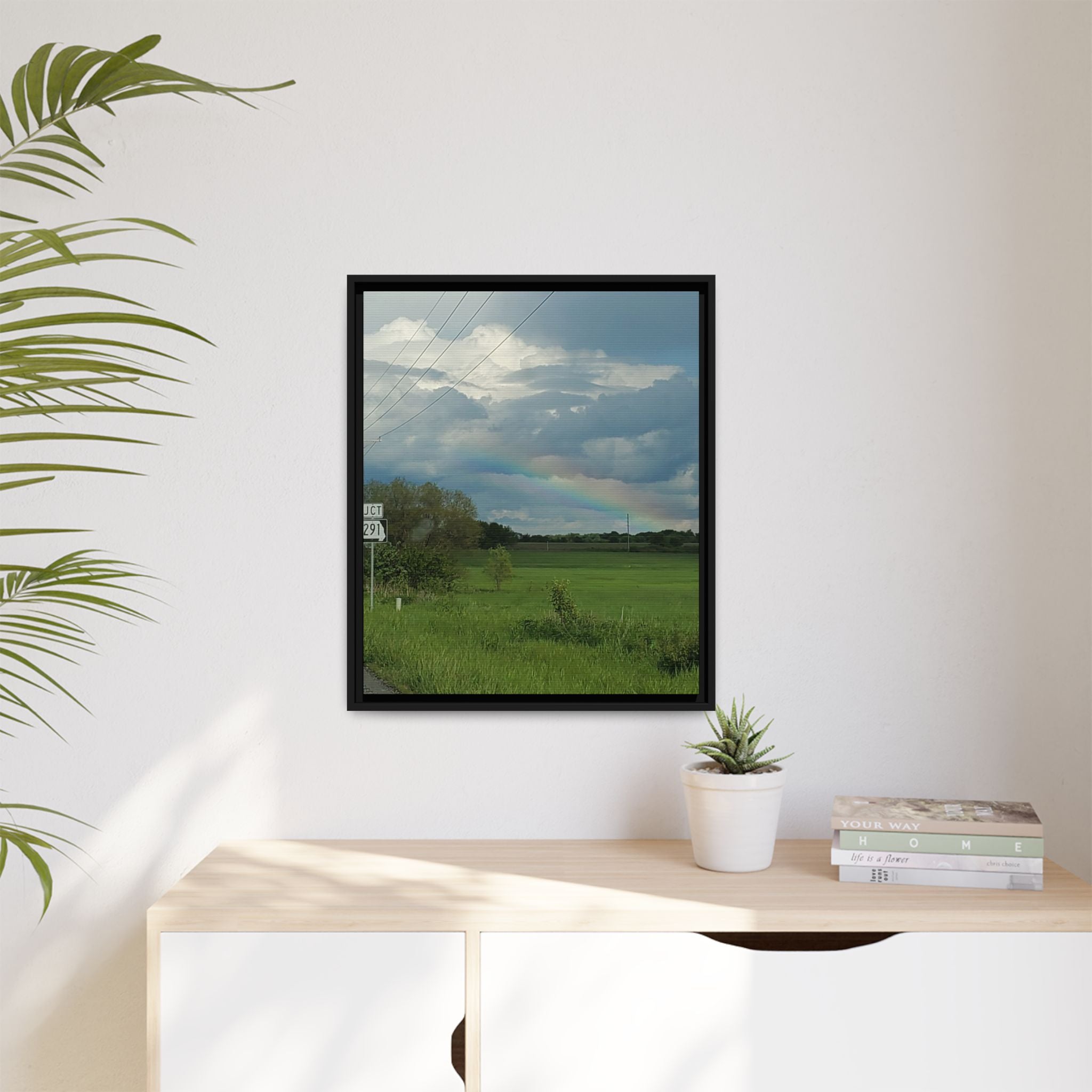 Rainbow Over Countryside Matte Canvas Framed