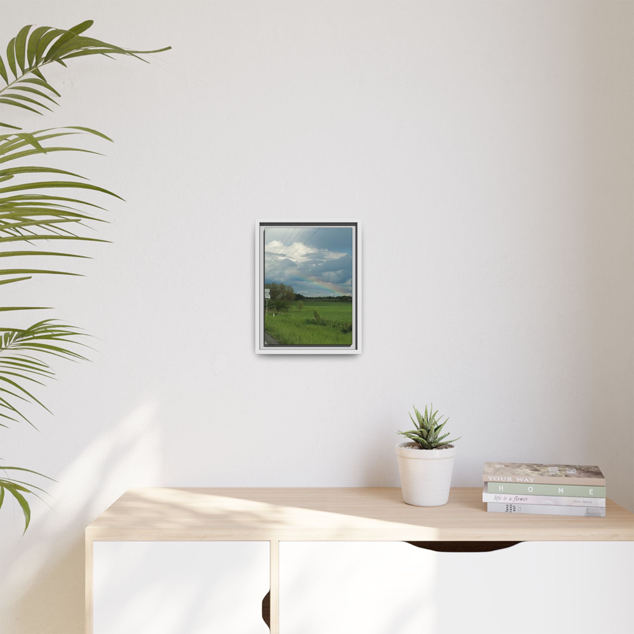 Rainbow Over Countryside Matte Canvas Framed
