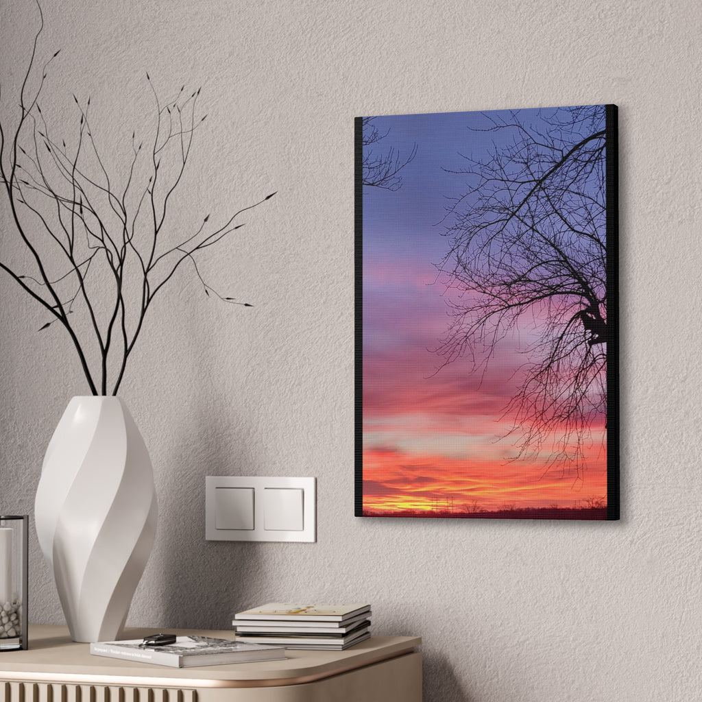 Sunset Sky with Silhouette Tree Canvas
