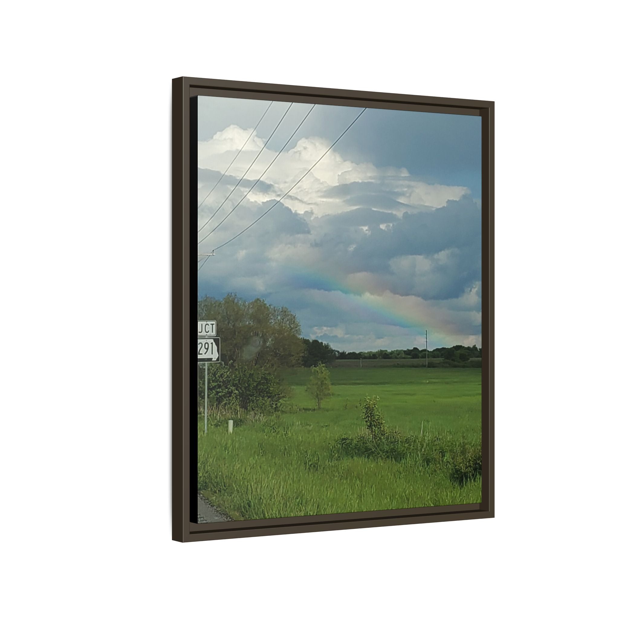 Rainbow Over Countryside Matte Canvas Framed