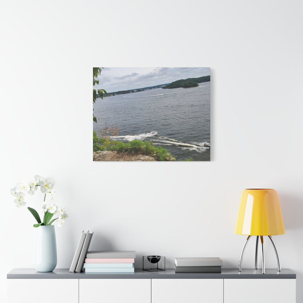 Lake View Speedboat Canvas