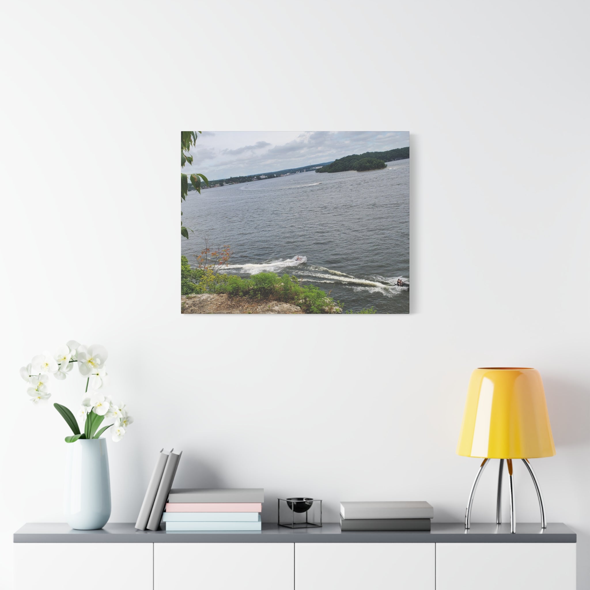 Lake View Speedboat Canvas