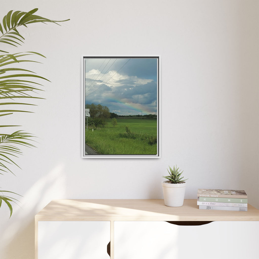 Rainbow Over Countryside Matte Canvas Framed