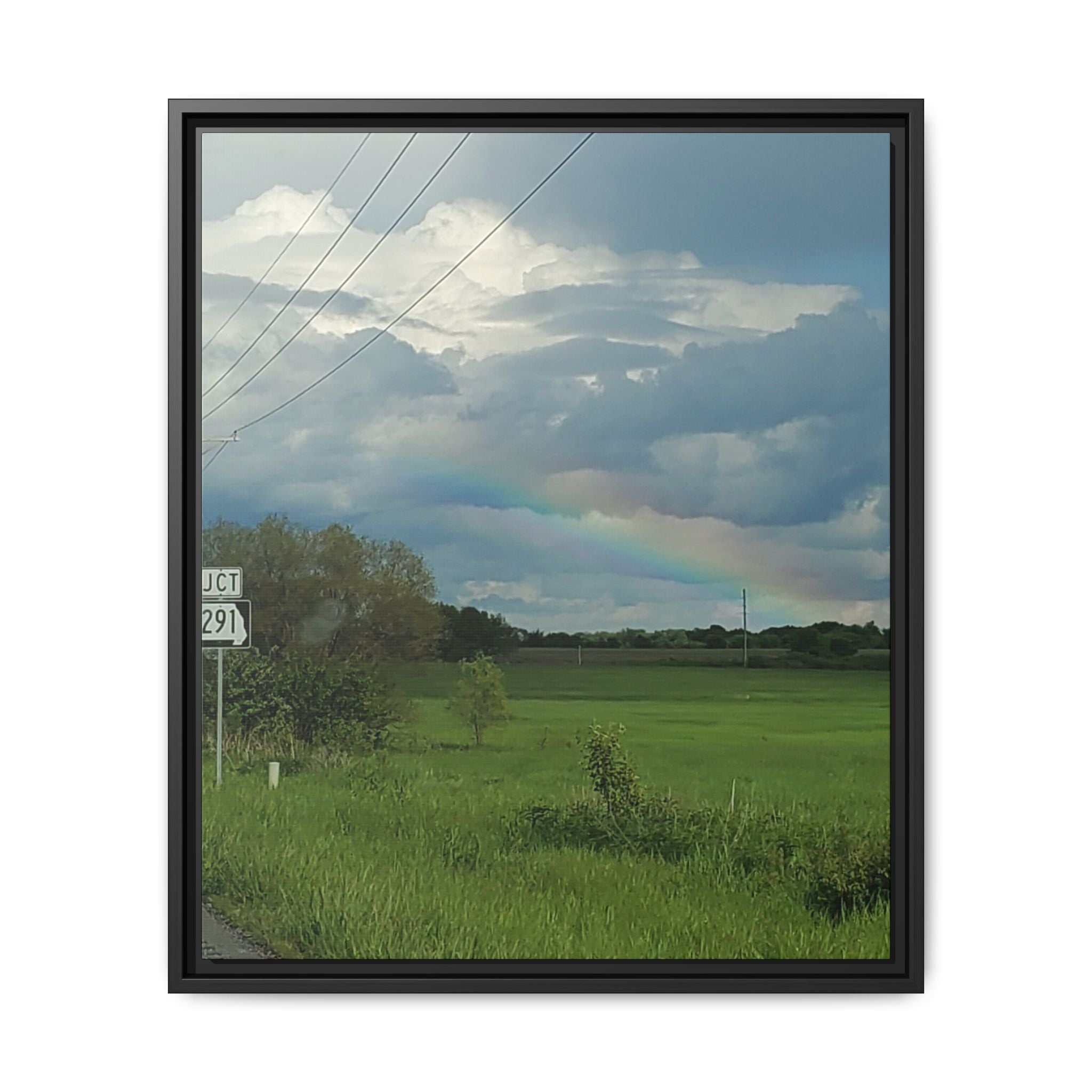 Rainbow Over Countryside Matte Canvas Framed