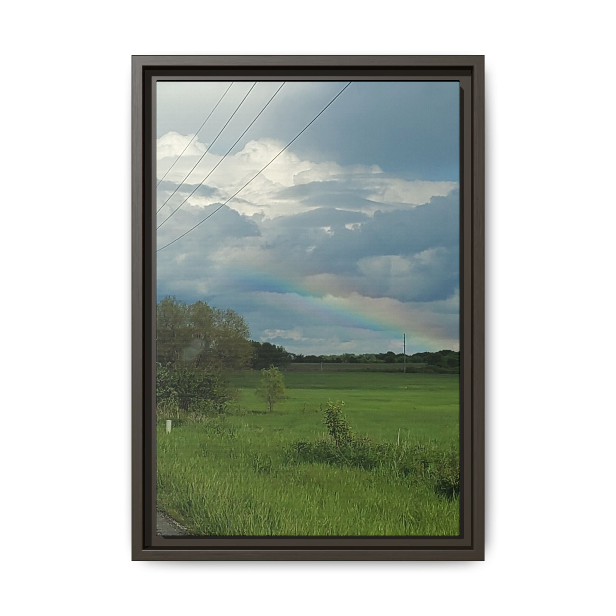 Rainbow Over Countryside Matte Canvas Framed