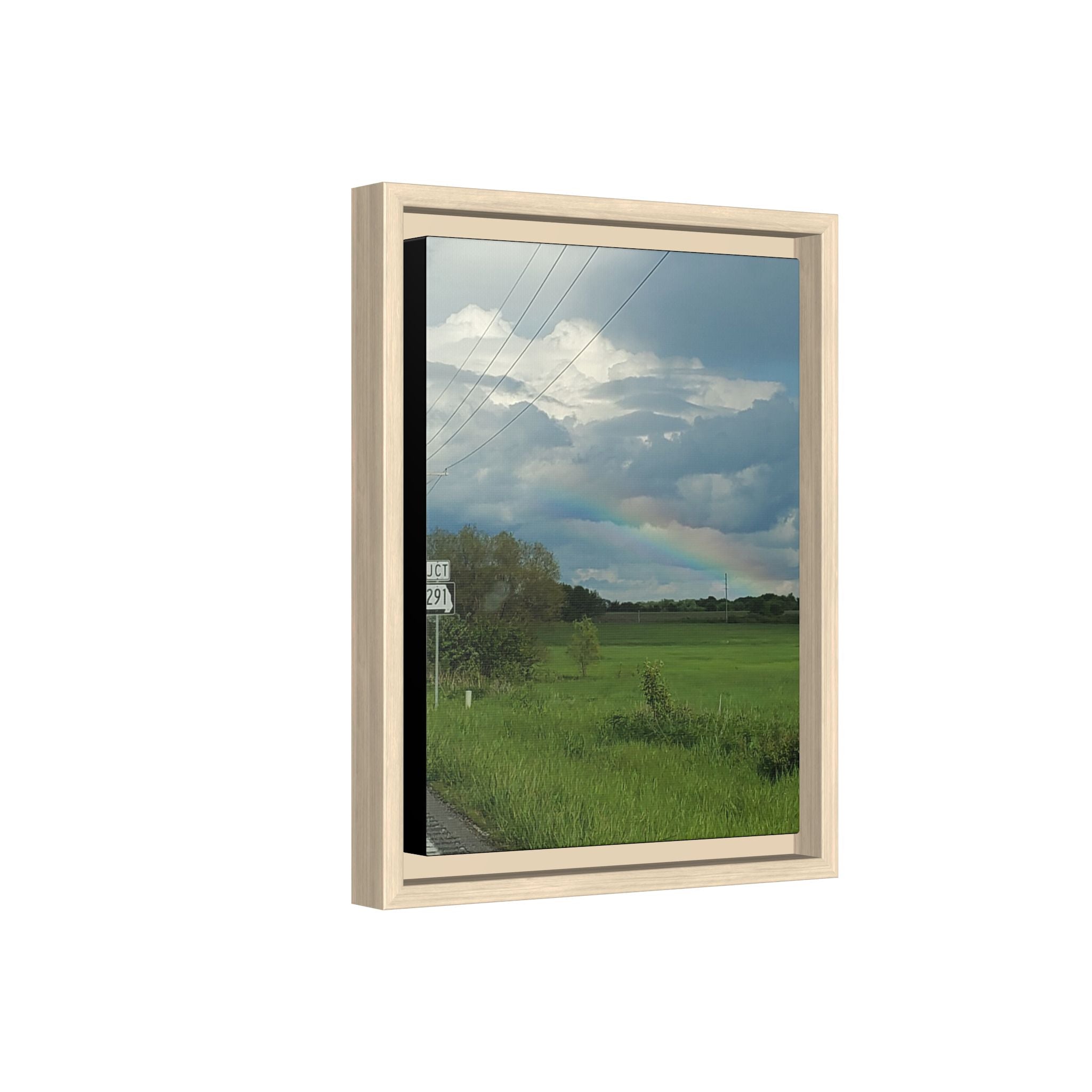 Rainbow Over Countryside Matte Canvas Framed