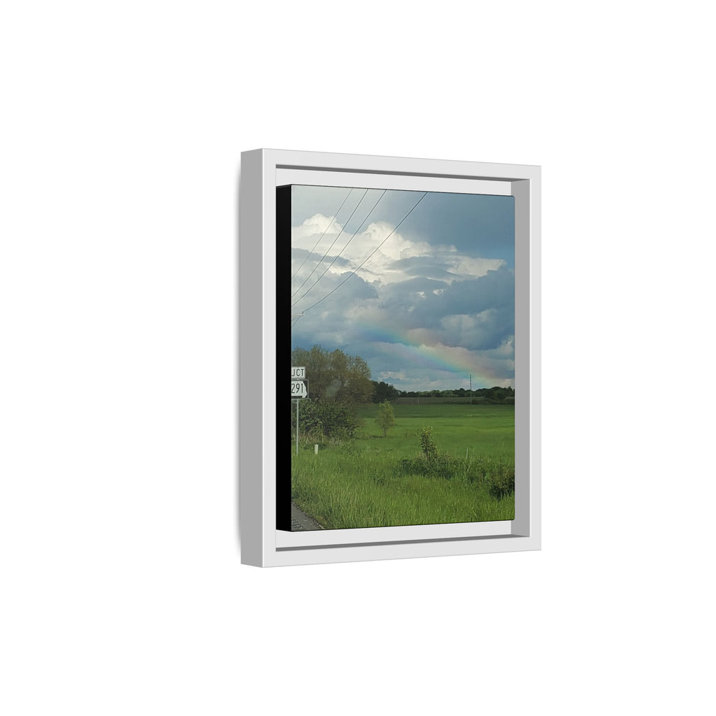 Rainbow Over Countryside Matte Canvas Framed