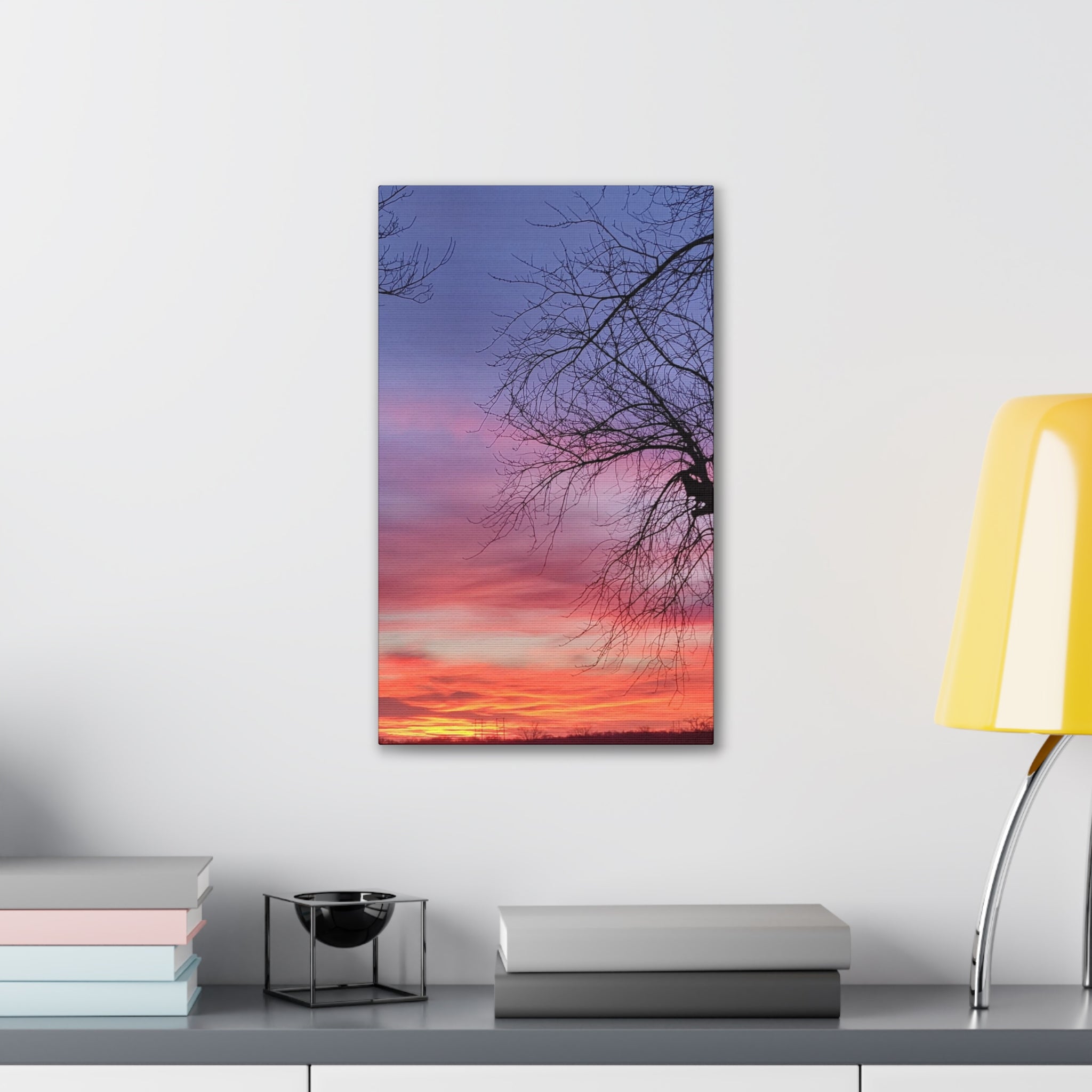 Sunset Sky with Silhouette Tree Canvas
