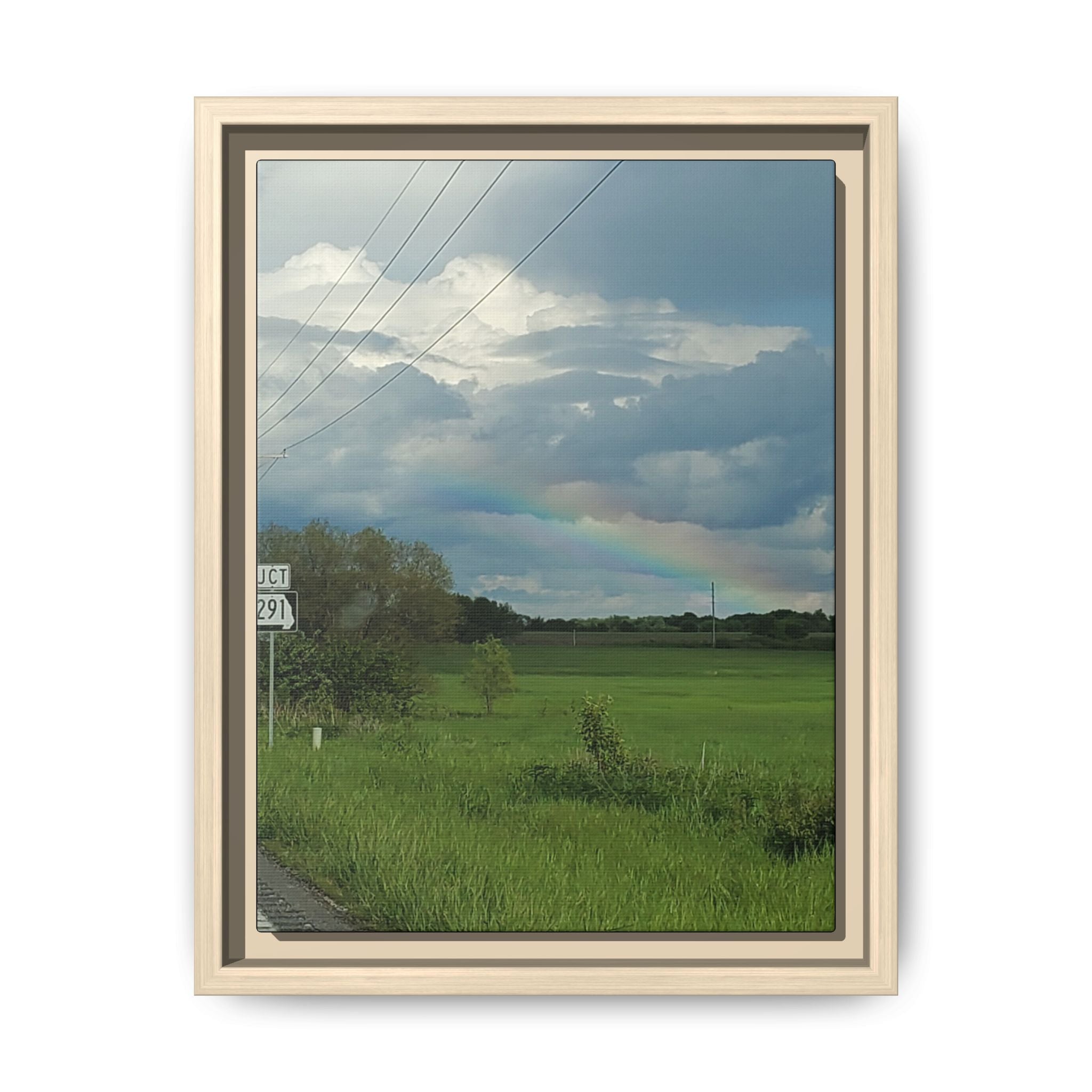 Rainbow Over Countryside Matte Canvas Framed
