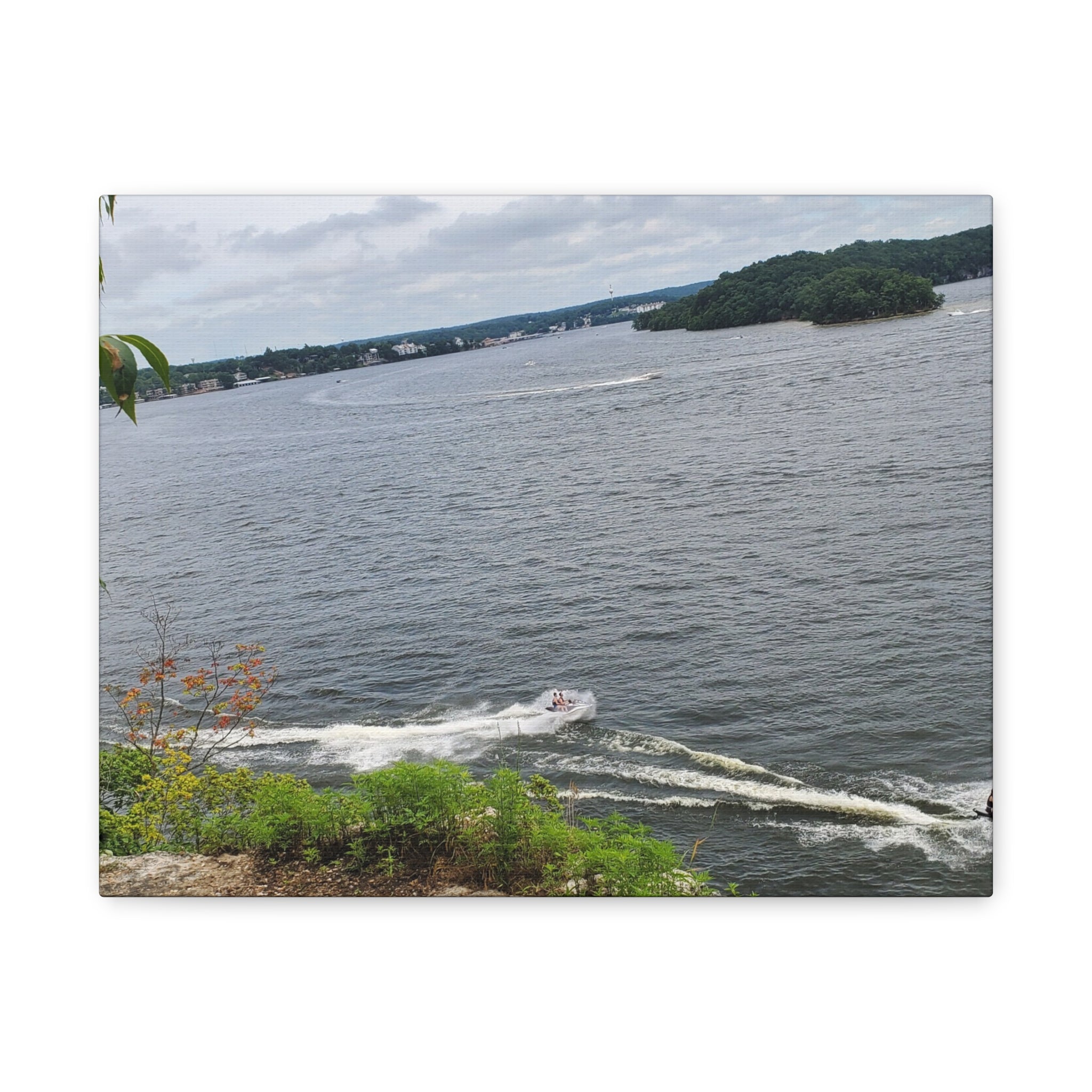 Lake View Speedboat Canvas