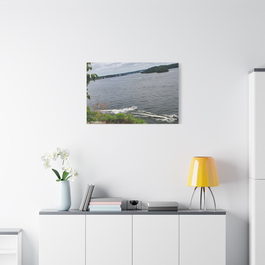 Lake View Speedboat Canvas
