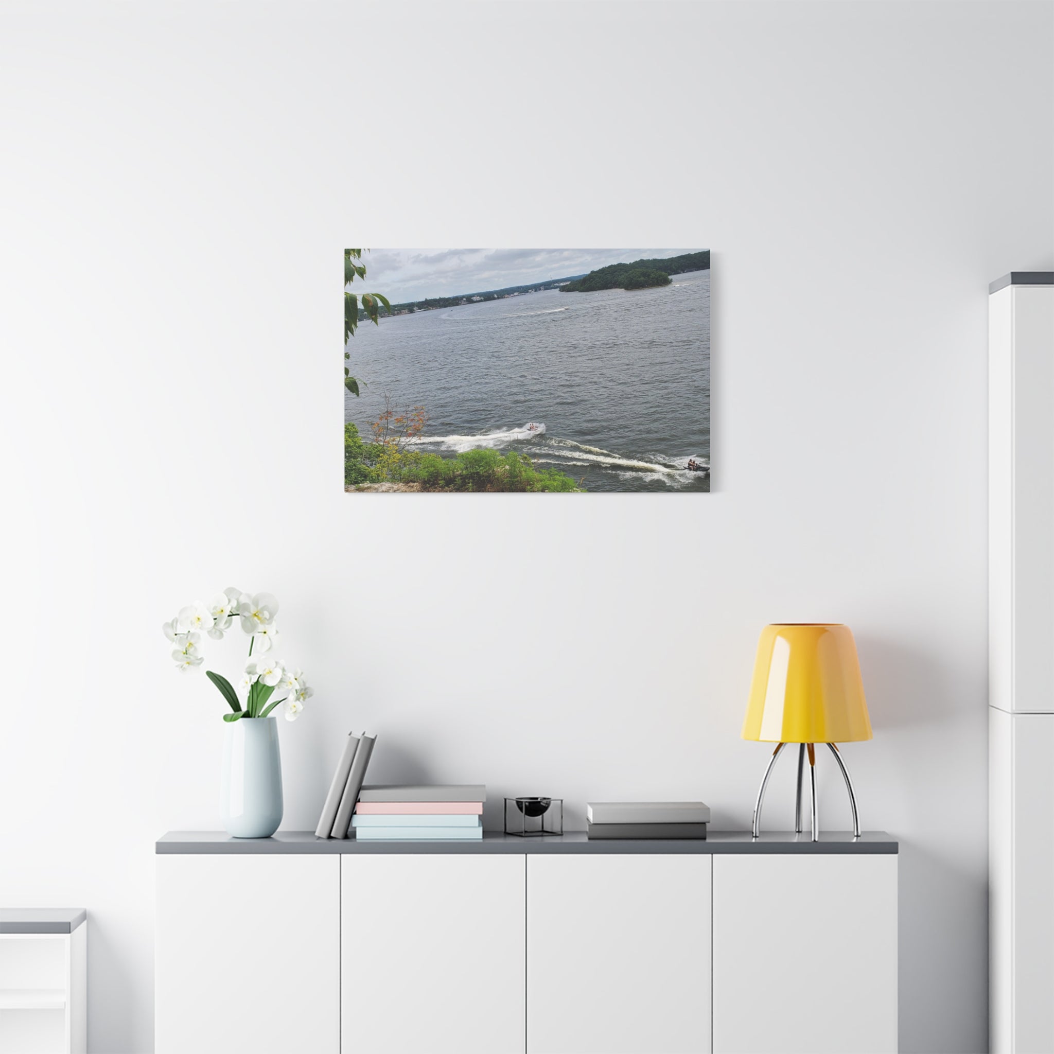 Lake View Speedboat Canvas