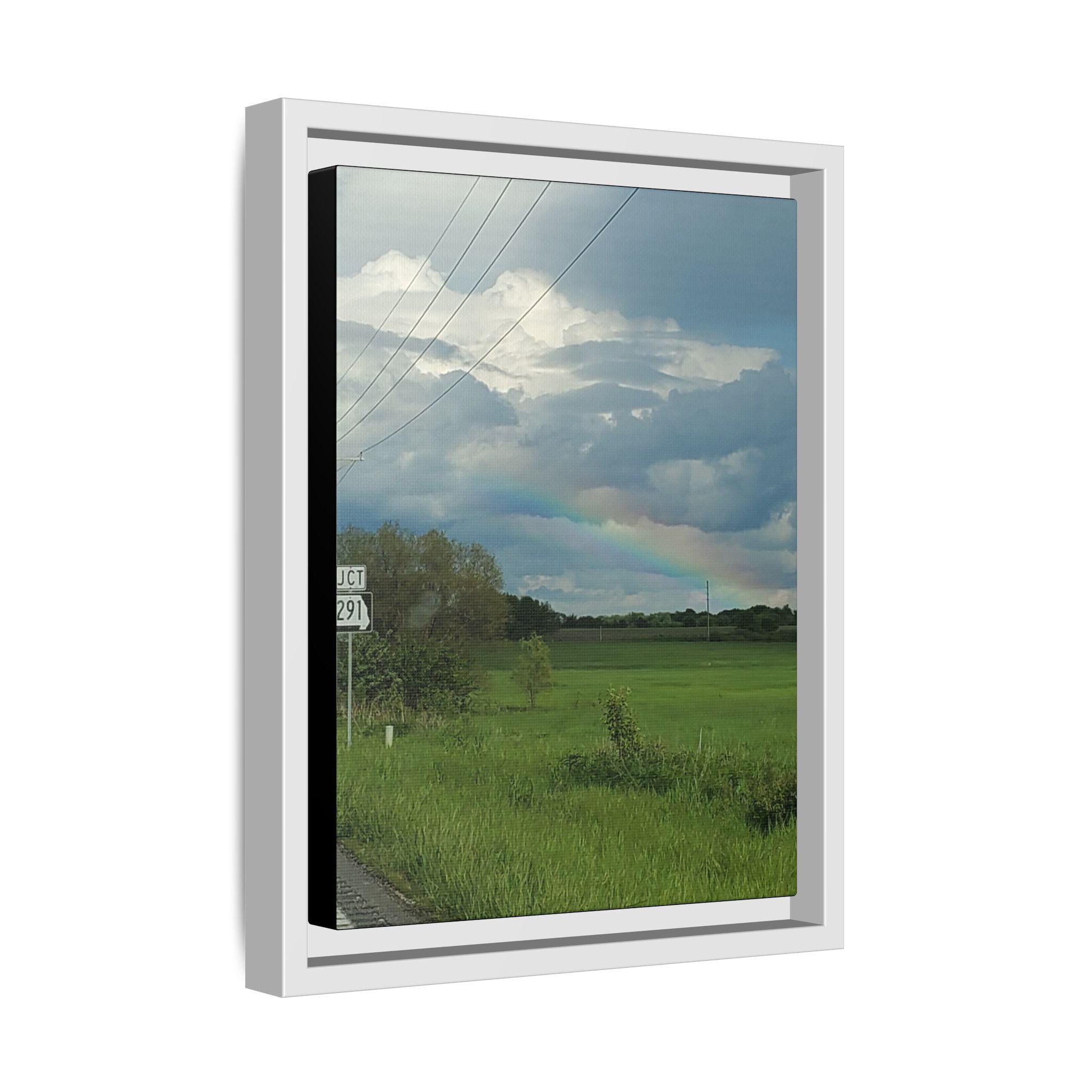 Rainbow Over Countryside Matte Canvas Framed