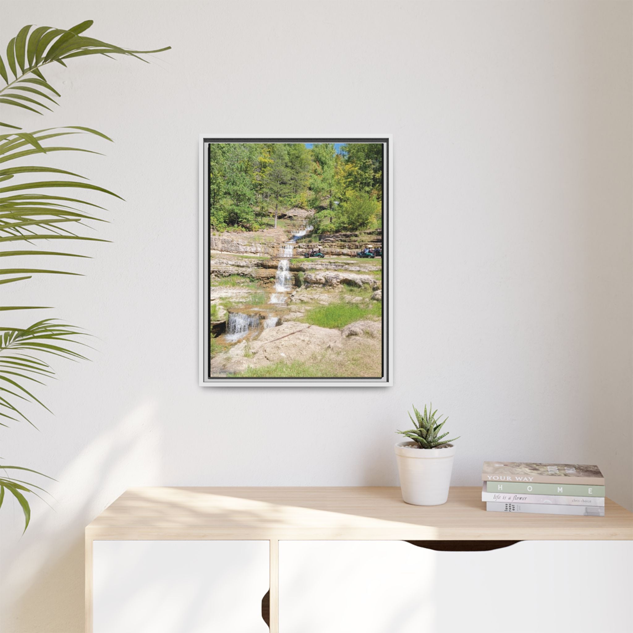 Waterfall Landscape Ozark Missouri Matte Canvas Framed Print