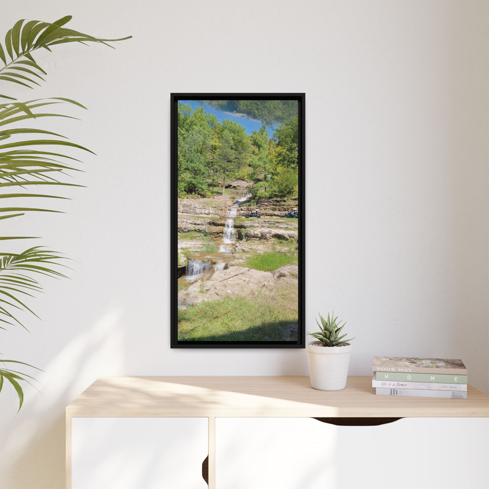 Waterfall Landscape Ozark Missouri Matte Canvas Framed Print