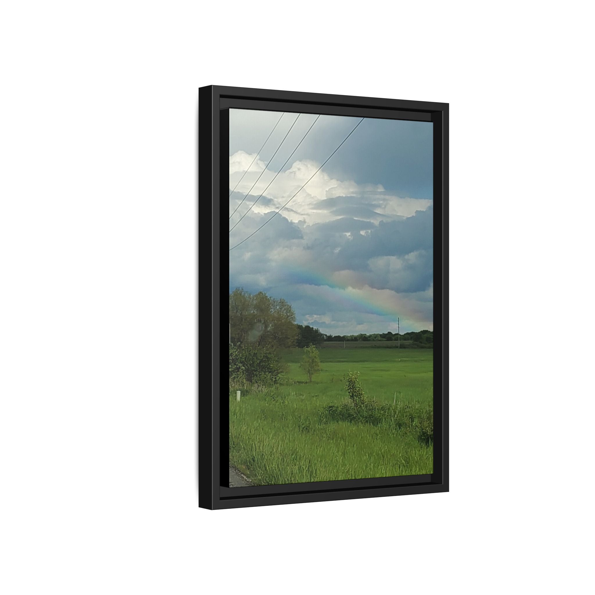 Rainbow Over Countryside Matte Canvas Framed