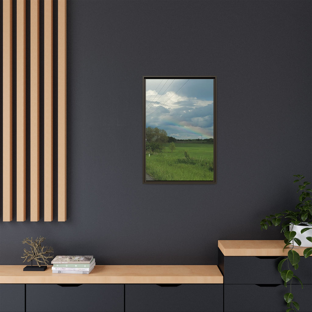 Rainbow Over Countryside Matte Canvas Framed