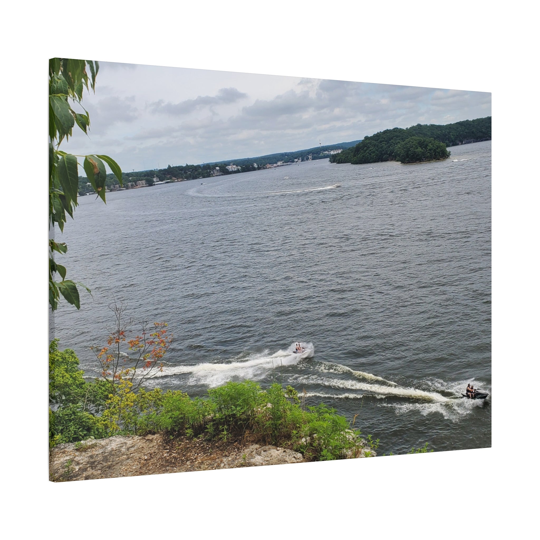 Lake View Speedboat Canvas