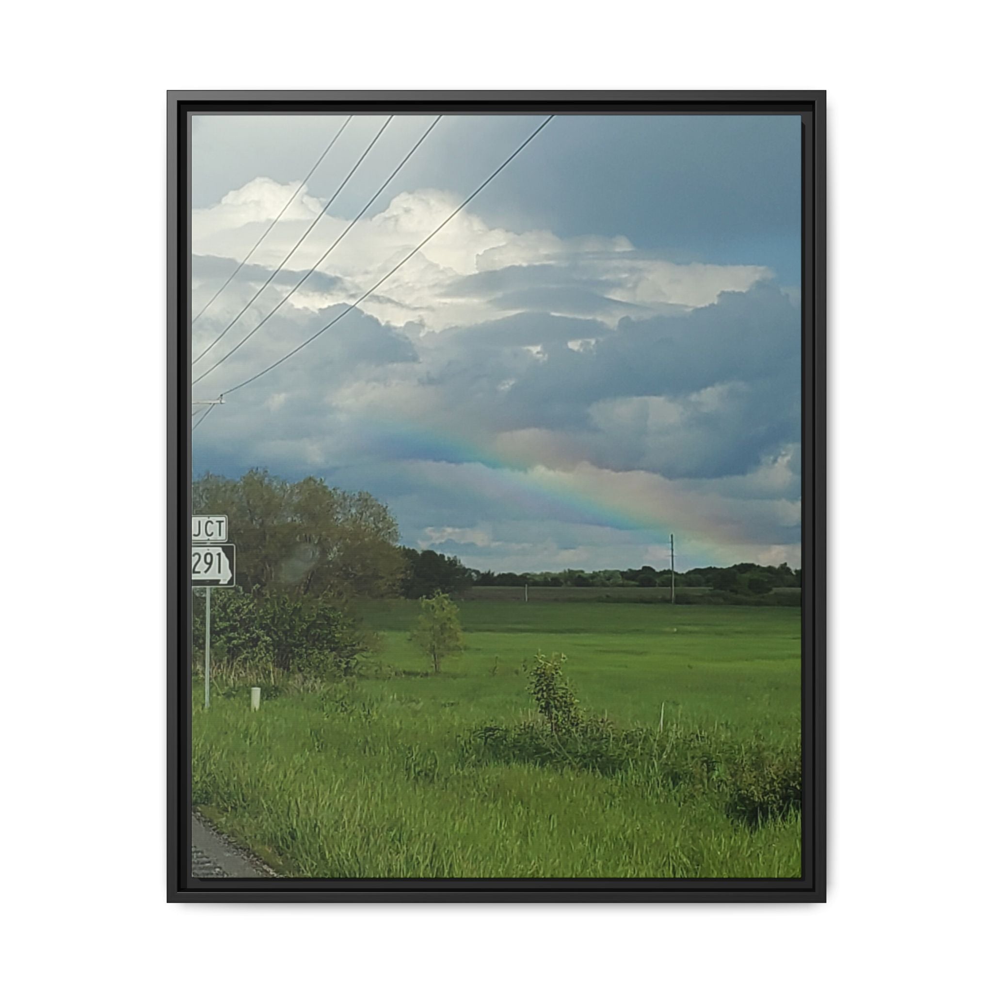 Rainbow Over Countryside Matte Canvas Framed