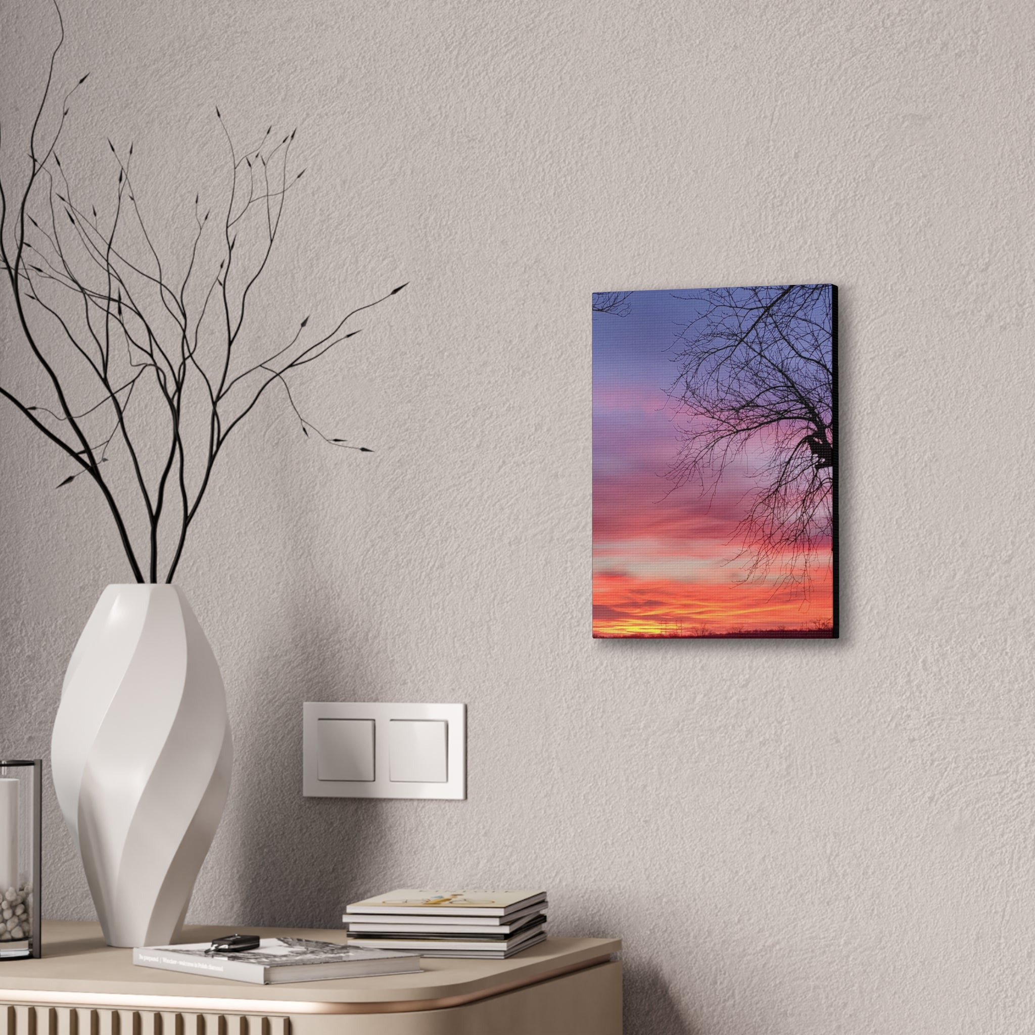Sunset Sky with Silhouette Tree Canvas