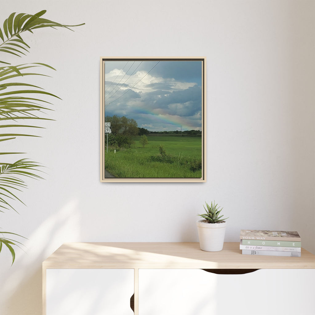 Rainbow Over Countryside Matte Canvas Framed