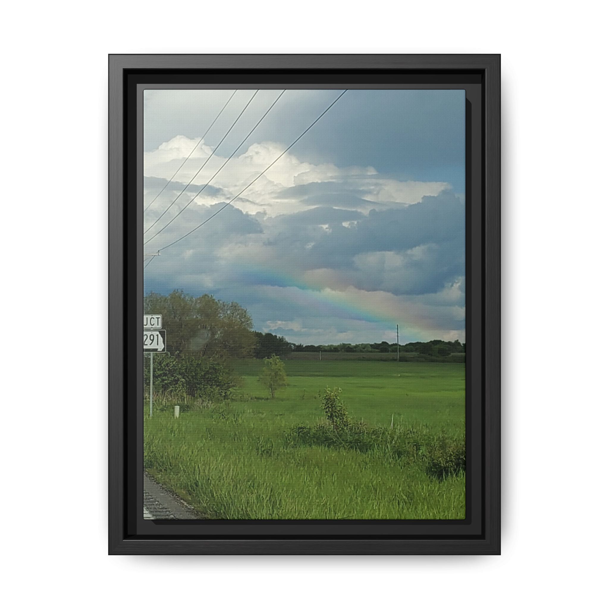 Rainbow Over Countryside Matte Canvas Framed