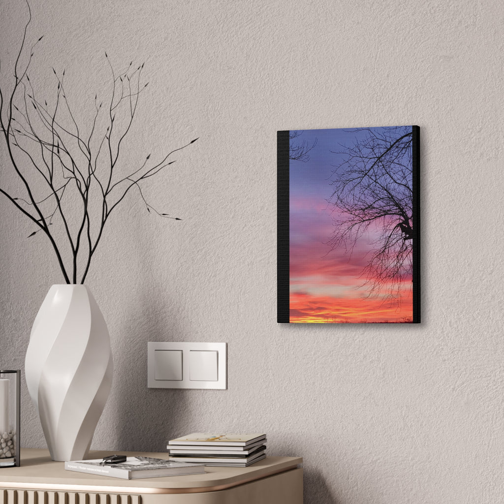 Sunset Sky with Silhouette Tree Canvas