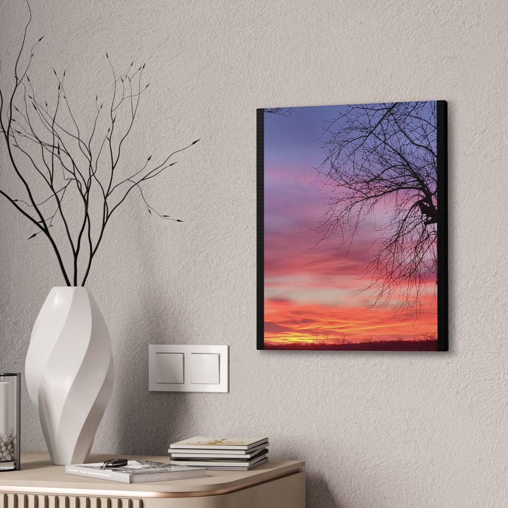 Sunset Sky with Silhouette Tree Canvas