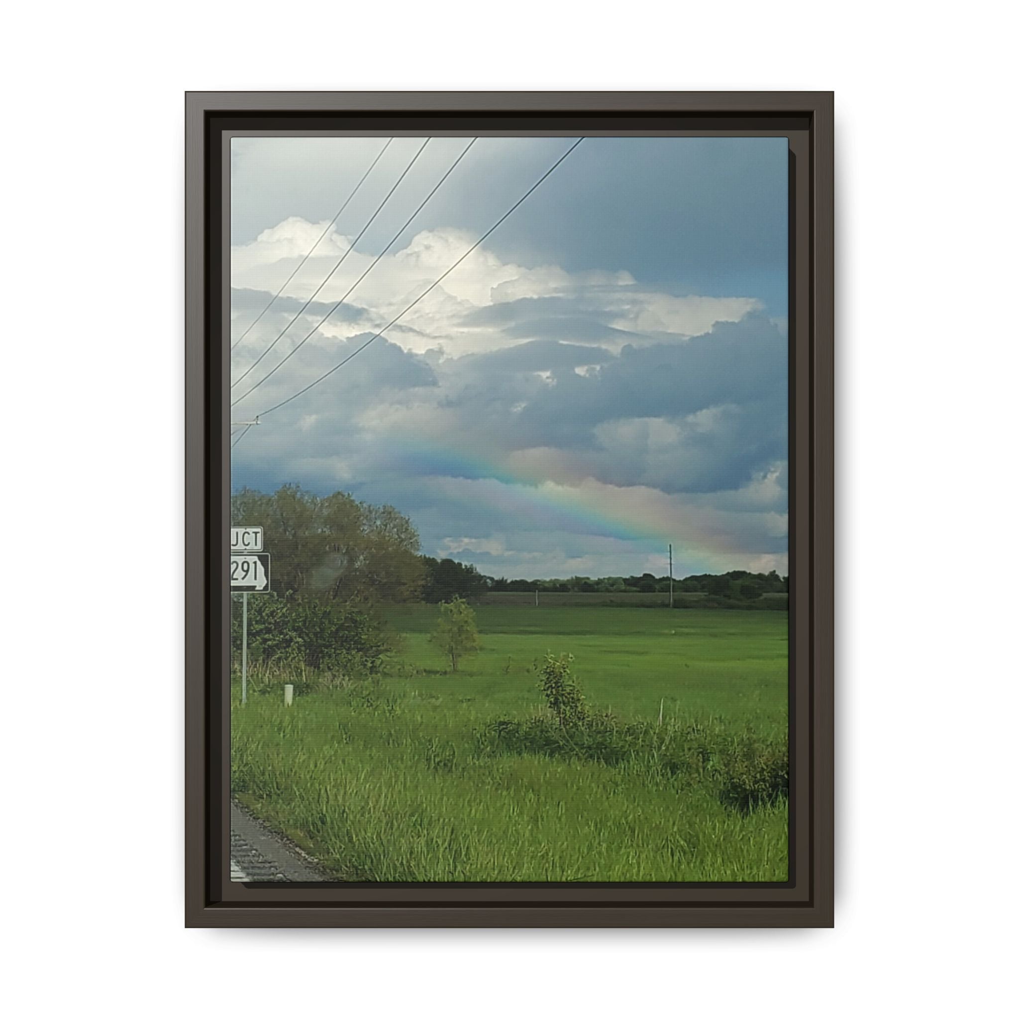 Rainbow Over Countryside Matte Canvas Framed
