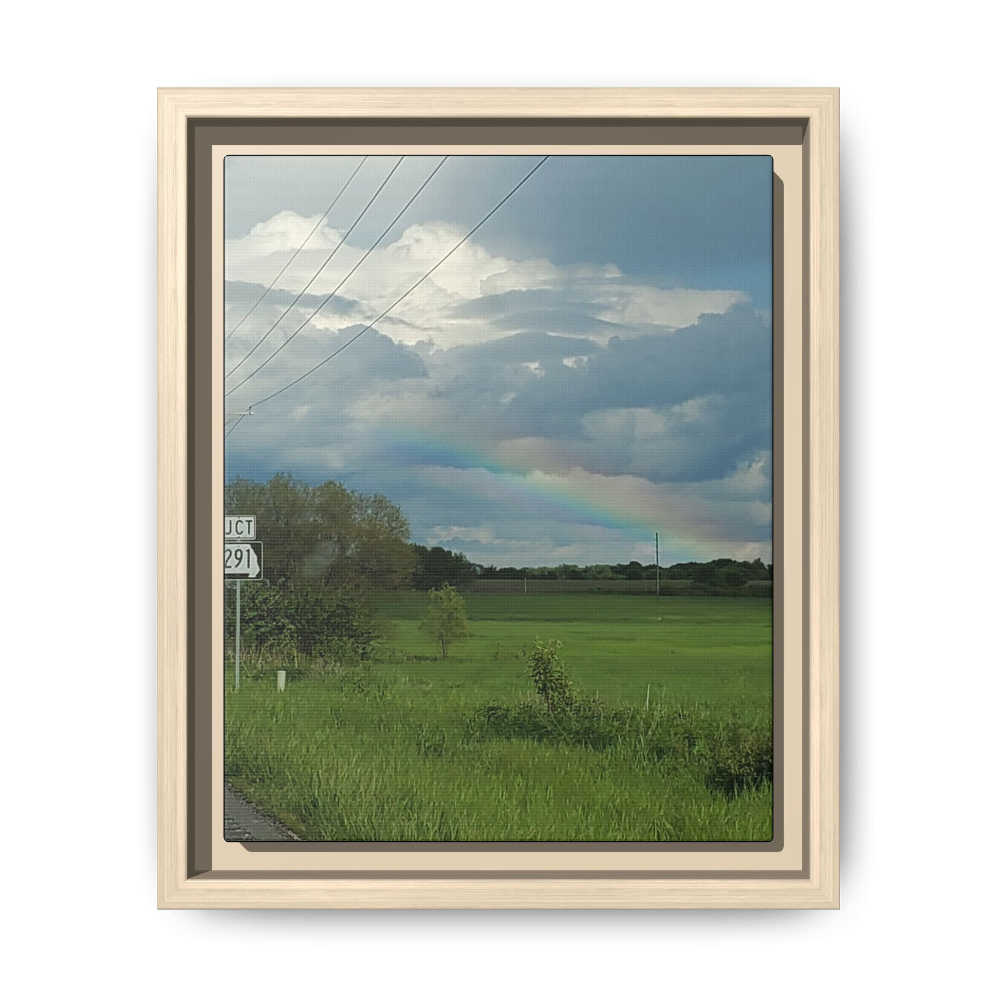 Rainbow Over Countryside Matte Canvas Framed