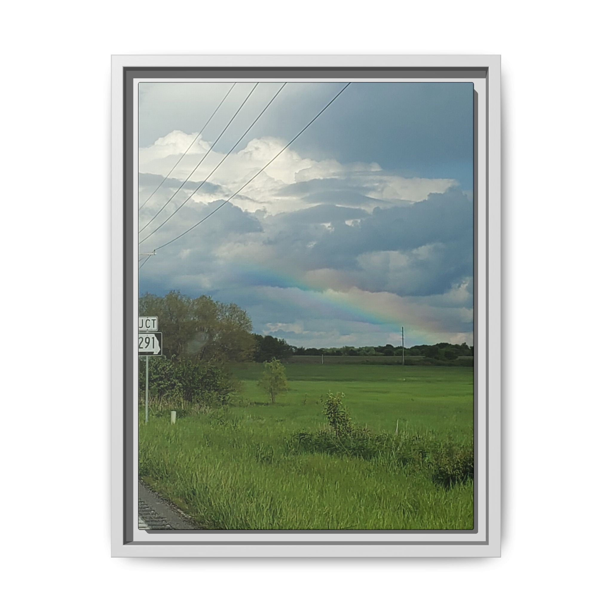 Rainbow Over Countryside Matte Canvas Framed