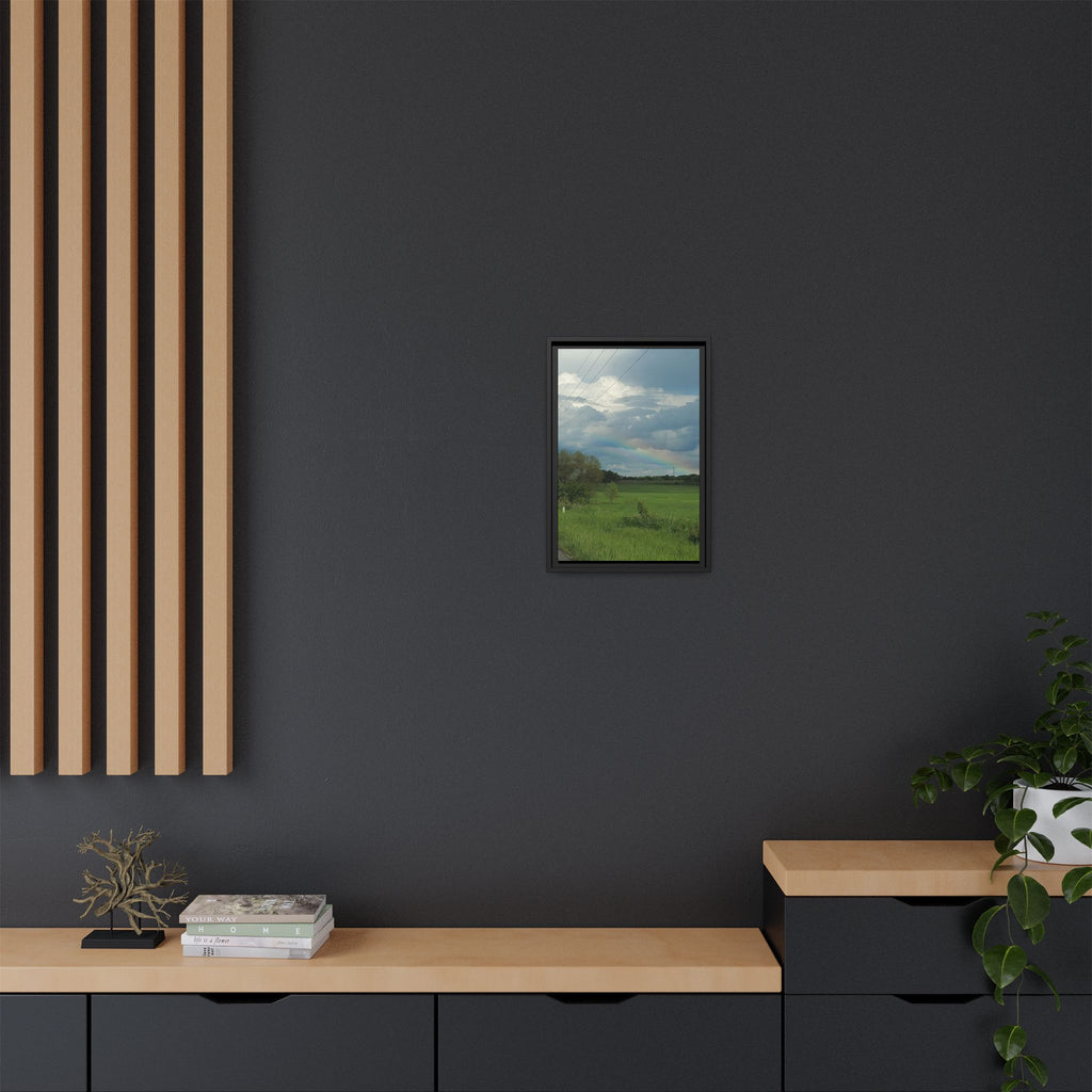 Rainbow Over Countryside Matte Canvas Framed