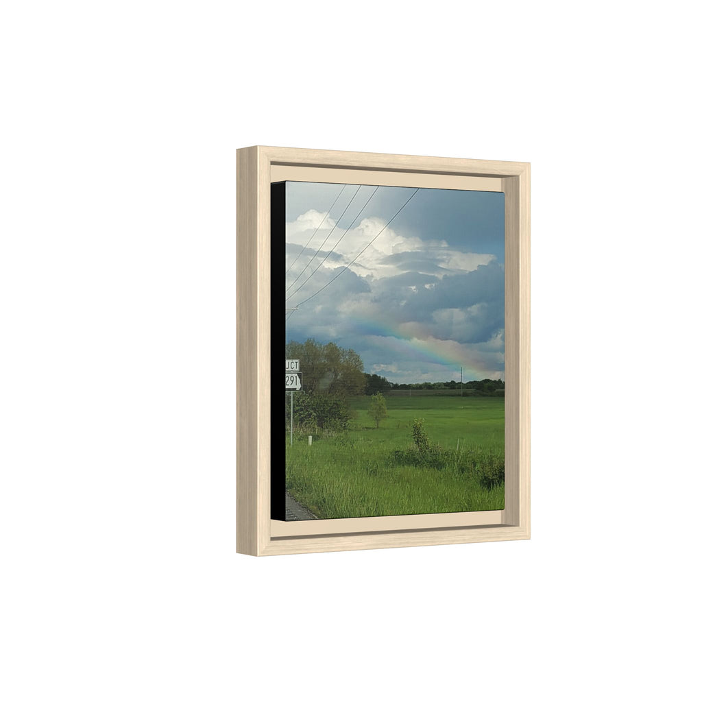 Rainbow Over Countryside Matte Canvas Framed