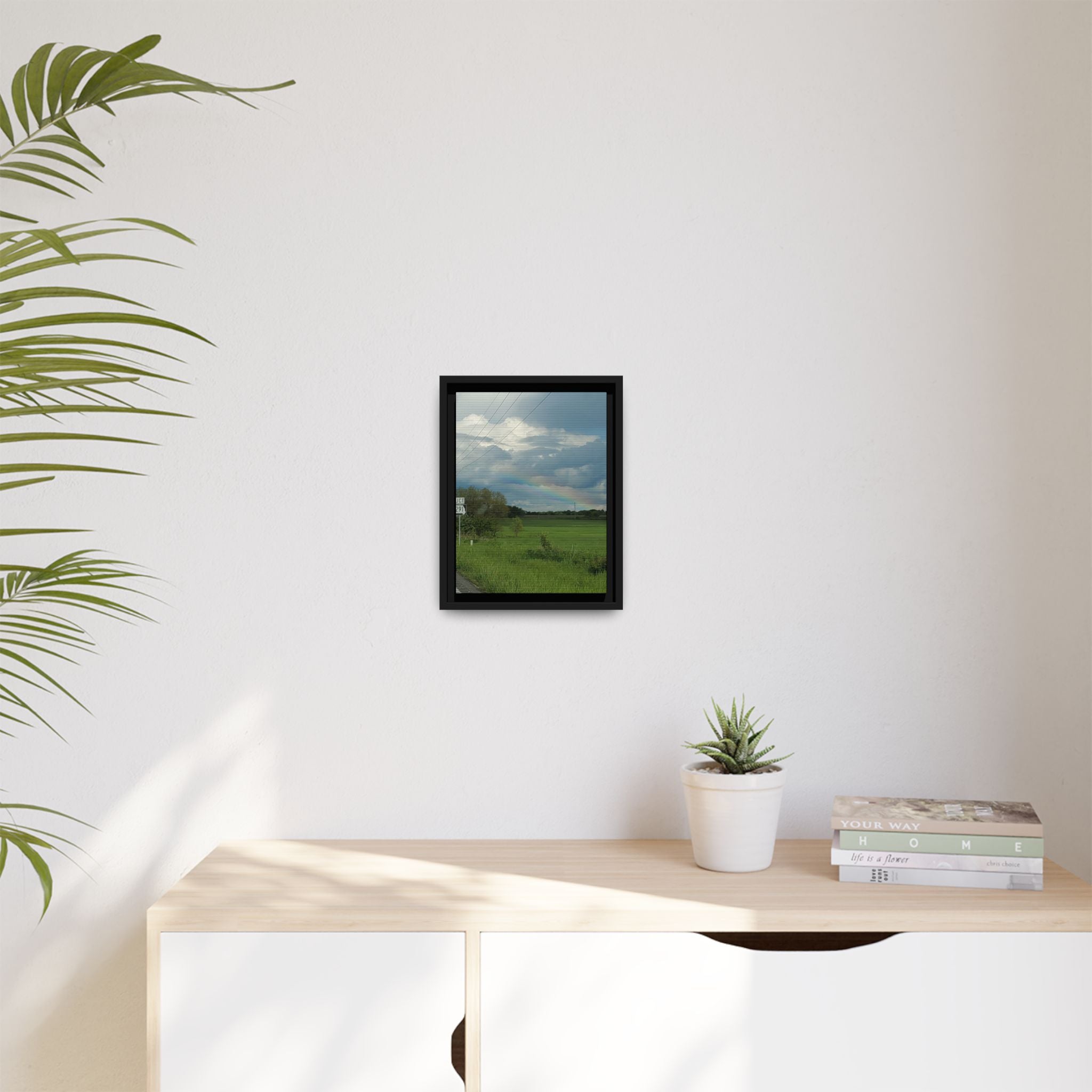 Rainbow Over Countryside Matte Canvas Framed