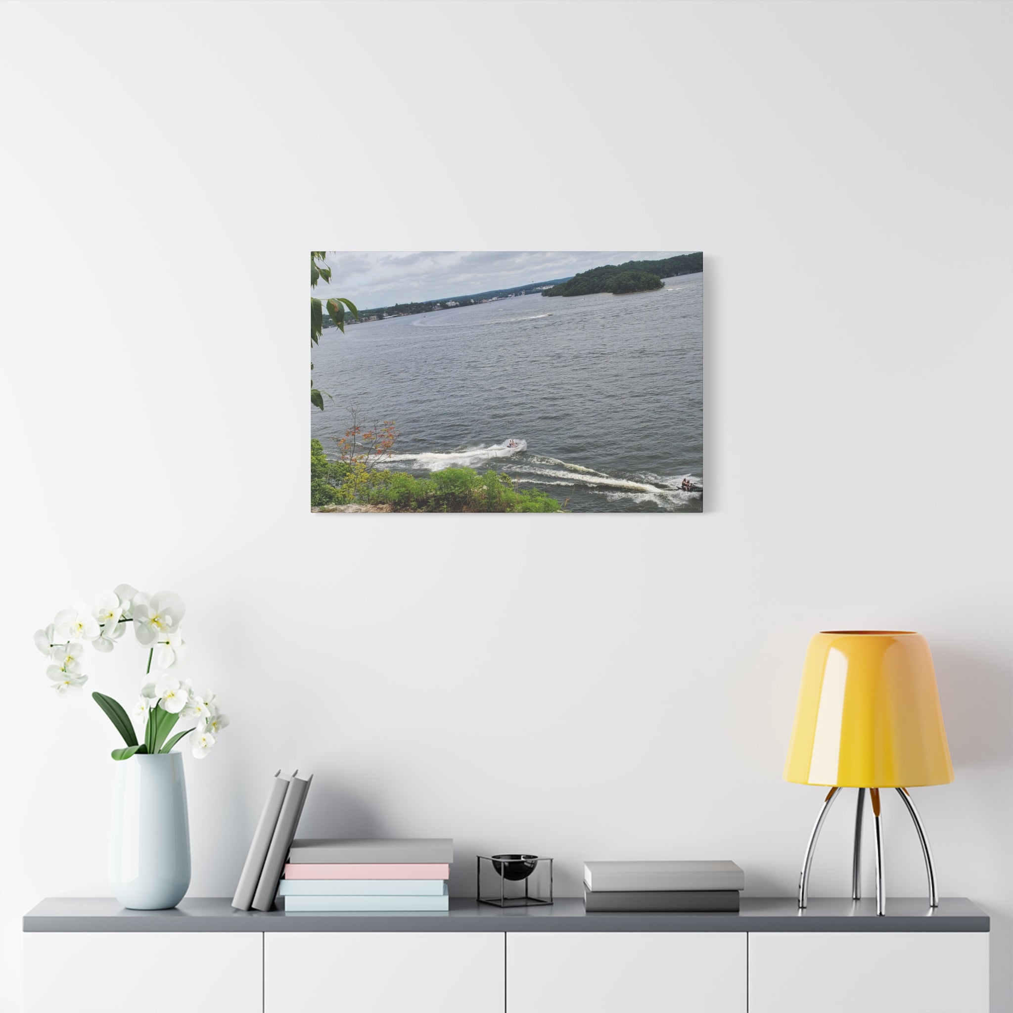 Lake View Speedboat Canvas