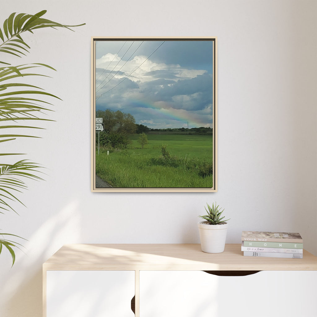Rainbow Over Countryside Matte Canvas Framed