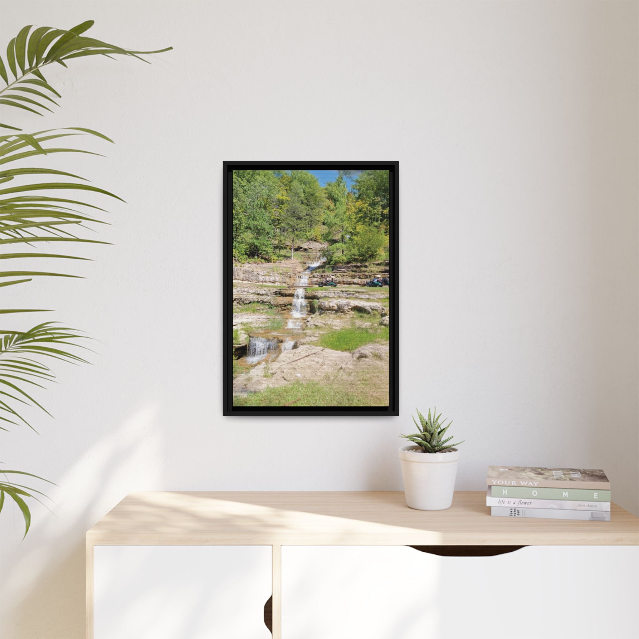 Waterfall Landscape Ozark Missouri Matte Canvas Framed Print
