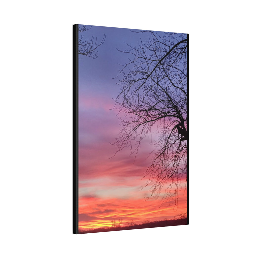 Sunset Sky with Silhouette Tree Canvas