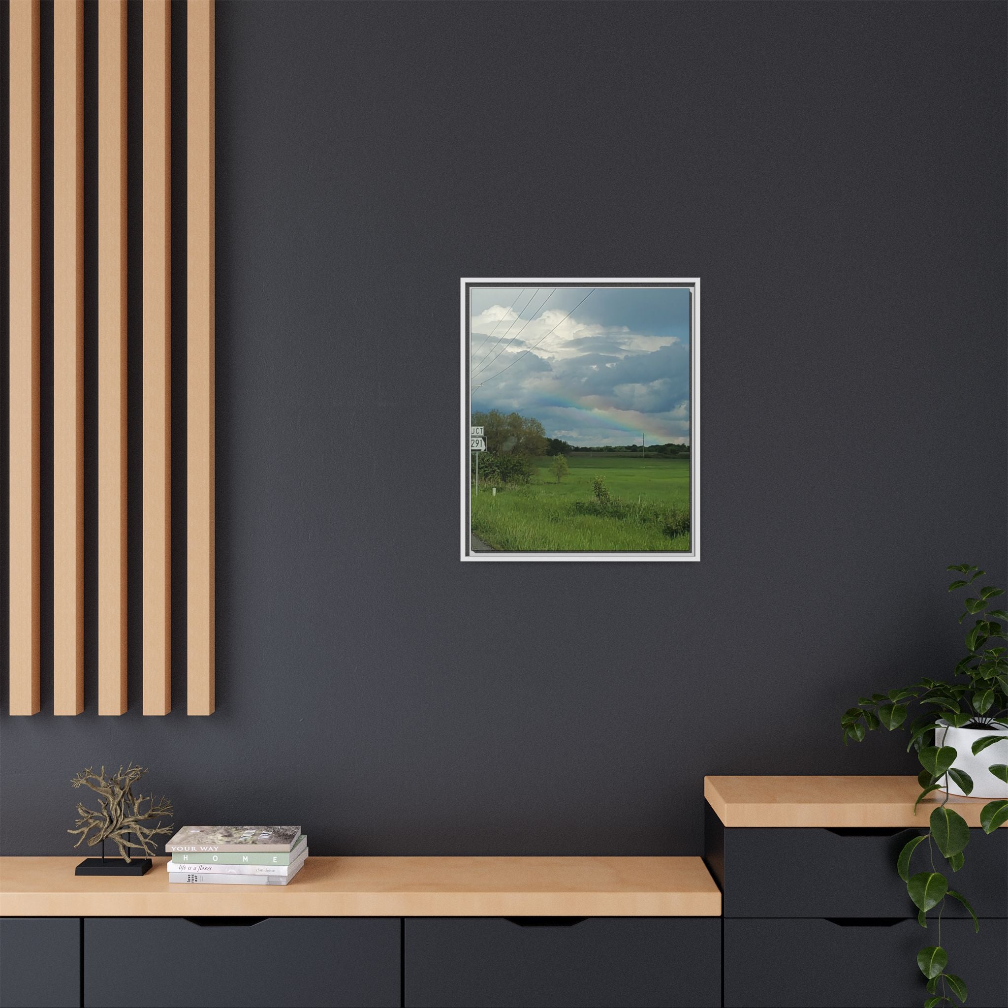 Rainbow Over Countryside Matte Canvas Framed