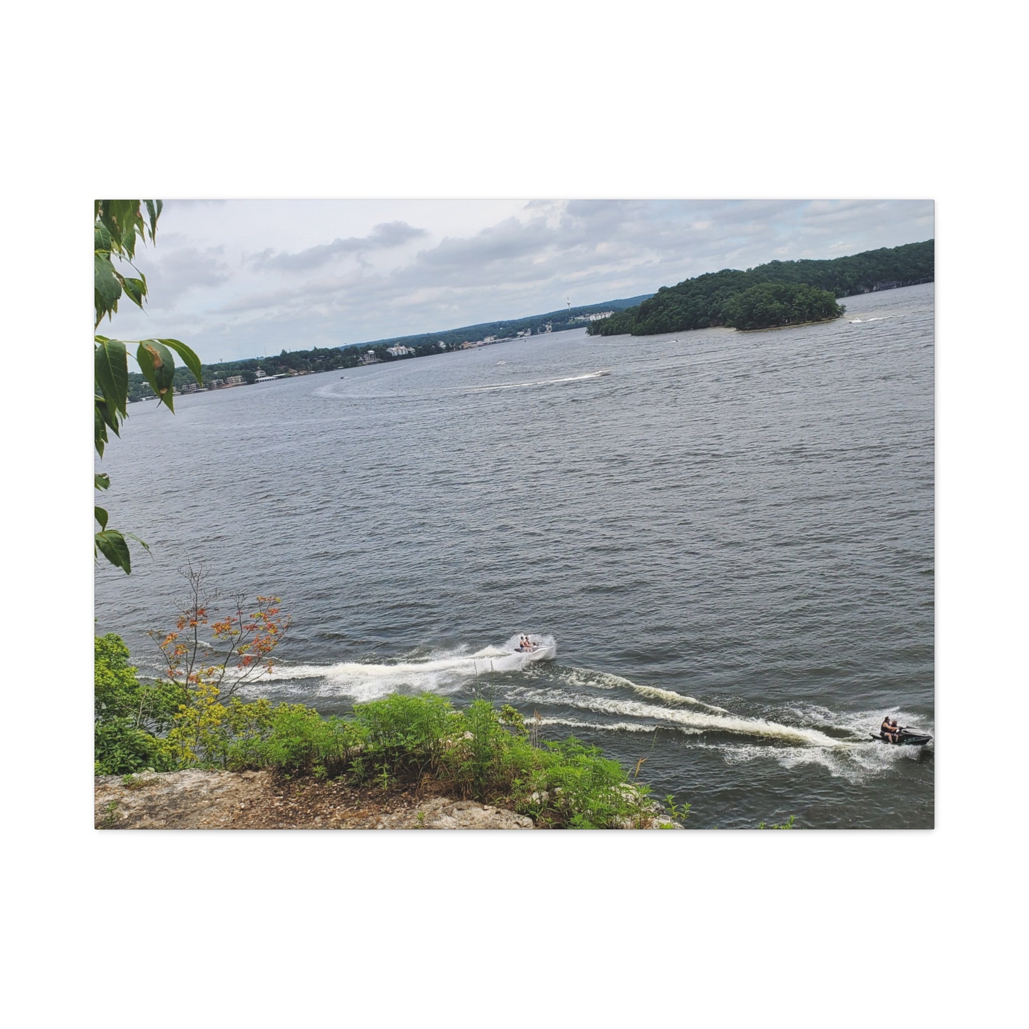 Lake View Speedboat Canvas