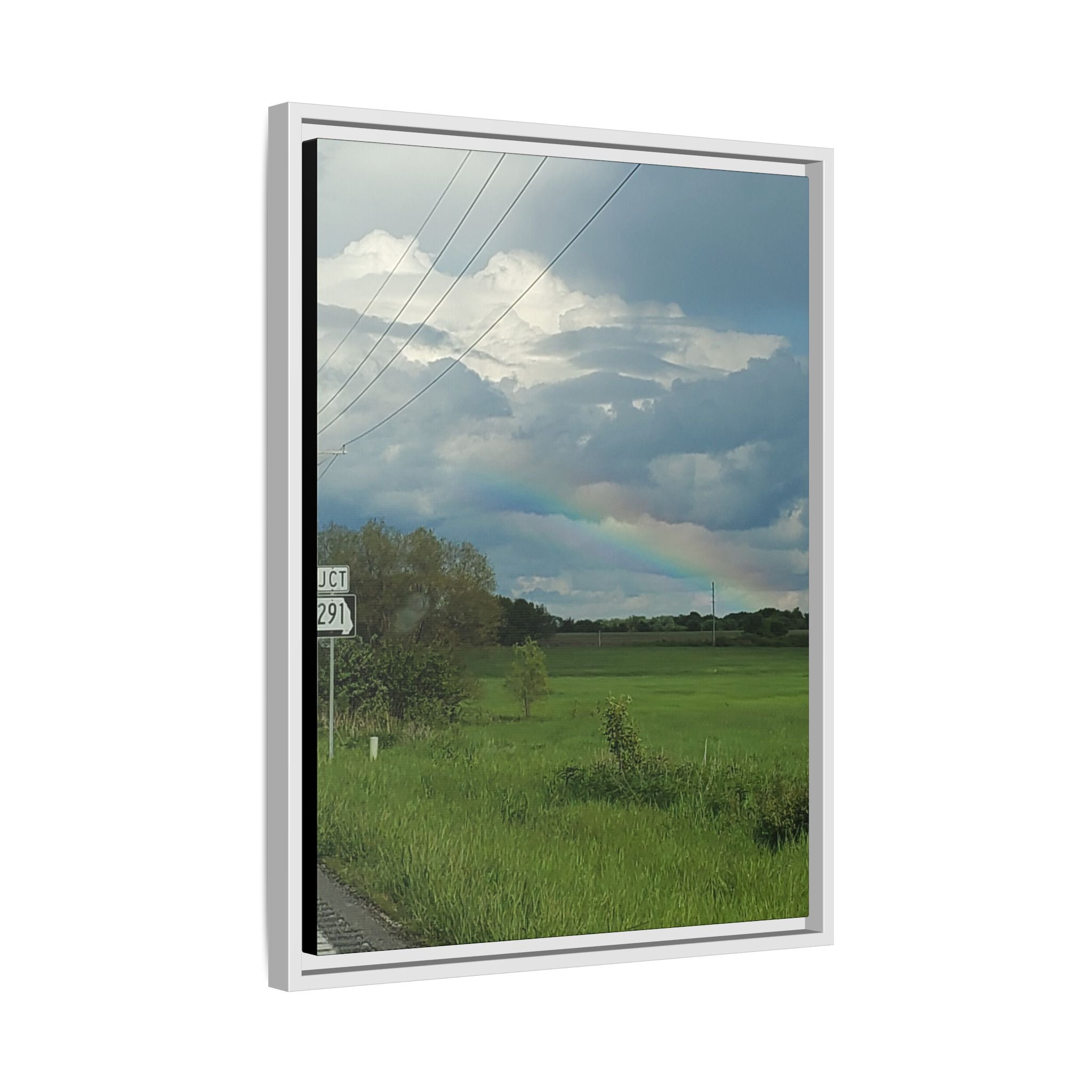 Rainbow Over Countryside Matte Canvas Framed