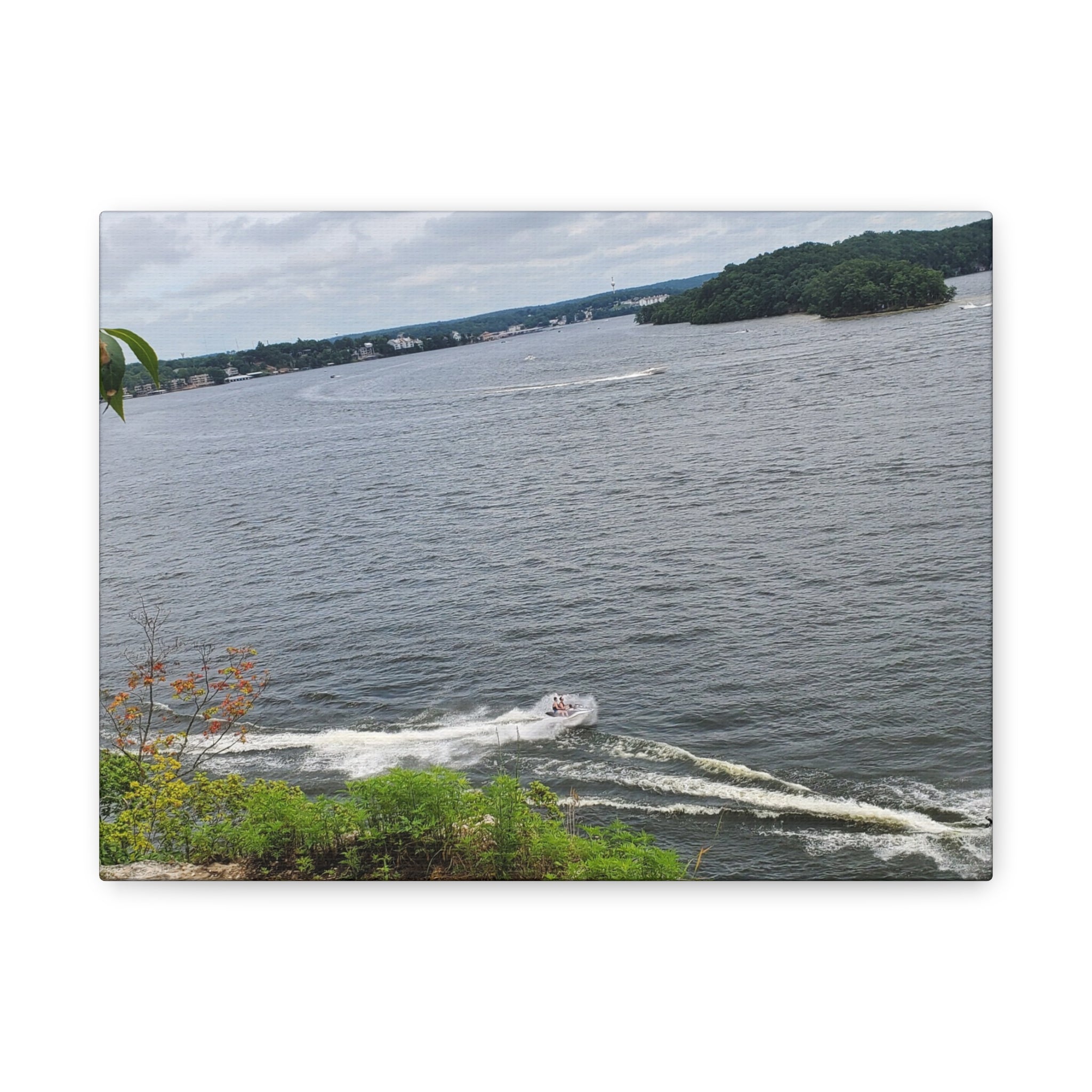 Lake View Speedboat Canvas