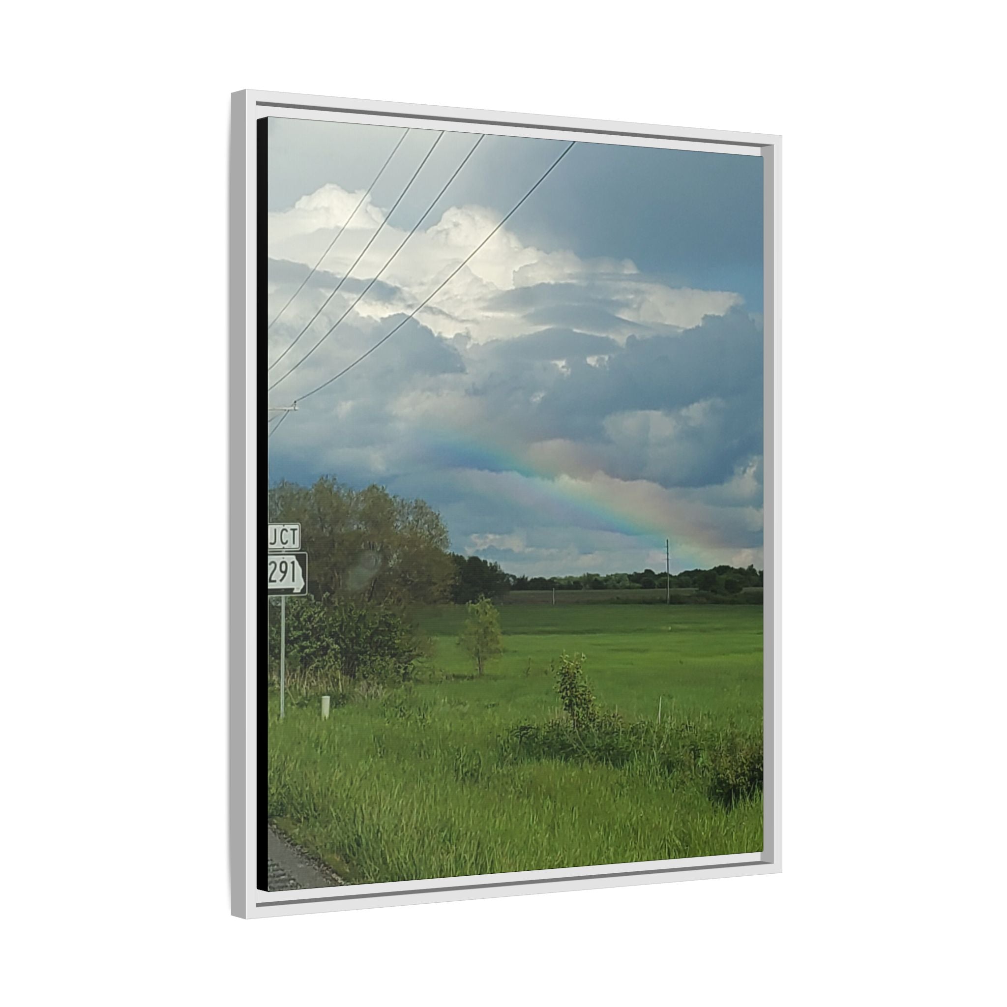 Rainbow Over Countryside Matte Canvas Framed
